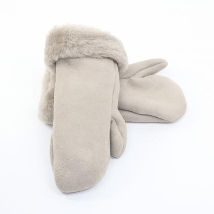Moufles enfant en peau d agneau double face fourrure mouton beige