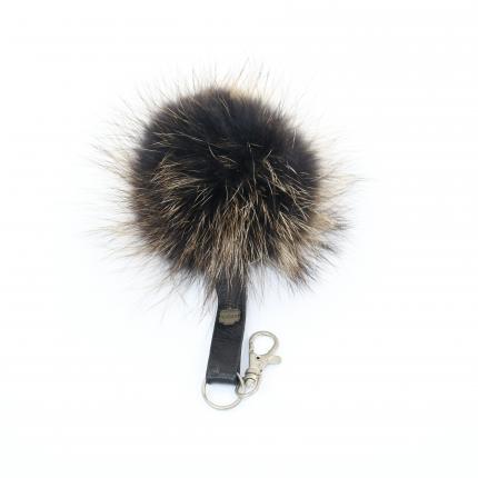 Pompon POM 10 porte clés en fourrure naturelle de renard finnraccoon raton laveur finlandais american raccoon renard bleu blue f