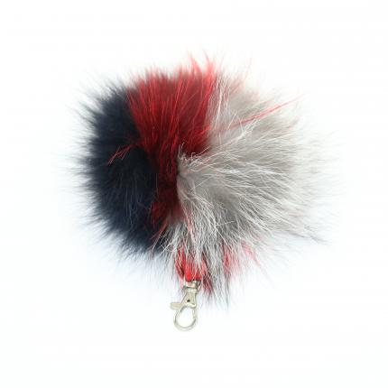 Pompon POM 11 porte clés en fourrure naturelle de renard finnraccoon raton laveur finlandais american raccoon renard bleu blue f