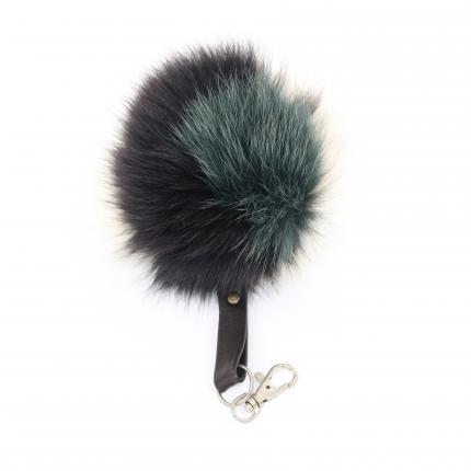 Pompon POM 16 porte clés en fourrure naturelle de renard finnraccoon raton laveur finlandais american raccoon renard bleu blue f