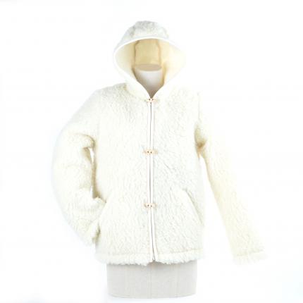 gilet en laine de mouton avec capuche mixte homme femme intérieur laine naturelle de mouton blanche