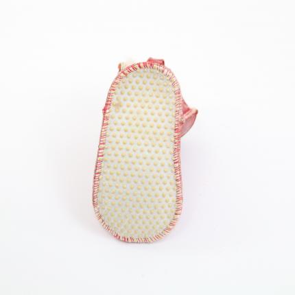 chaussons bébé en peau agneau fourrure mouton cuir lisse rouge foncél velcro chaud peaux fourrures cadeau naissance pas cher fou