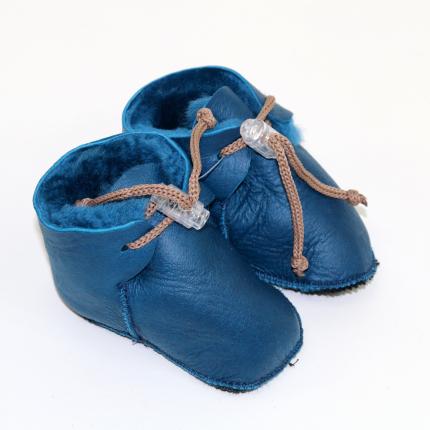 Chaussons bébé 0  6 MOIS en peau d agneau cuir lisse mouton et fourrure laine naturelle douce chaude fermeture bouton pressoir r